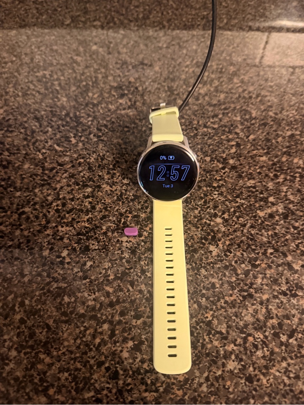 Yellow Silicone Smartwatch Band with Round Display